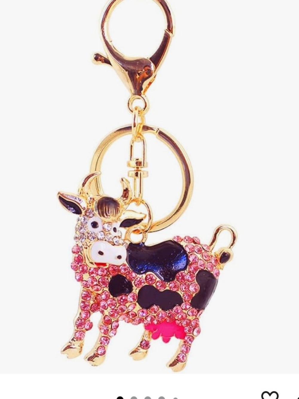 Crystal cow purse/bag charm keychain